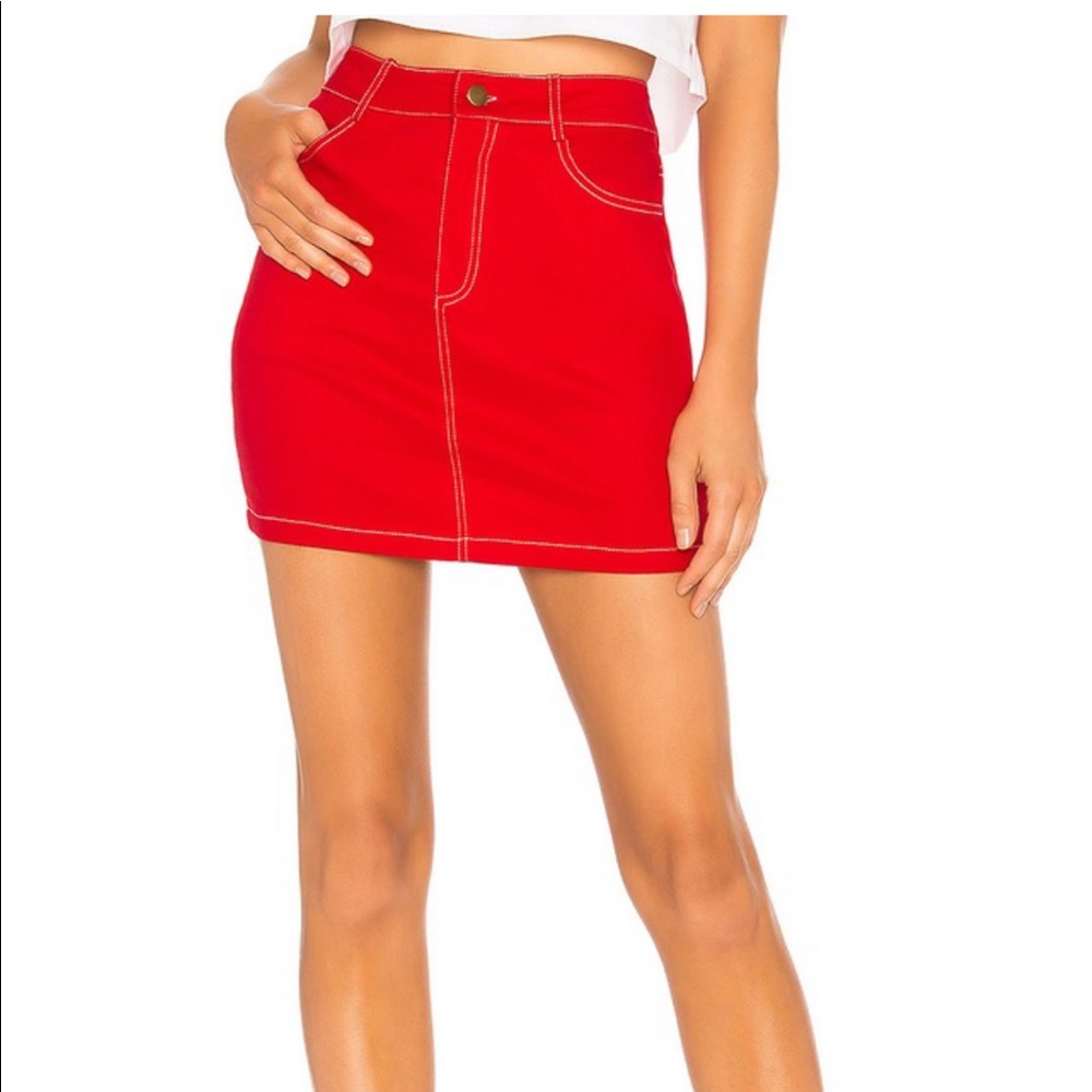 by the way. Cami Red Denim A Line Skirt